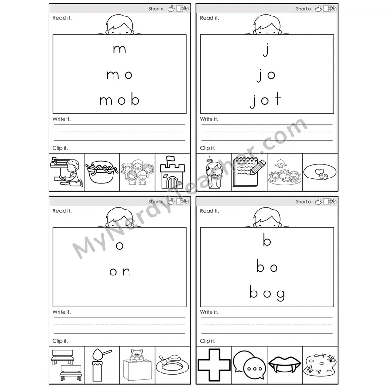 Short O /o/ — BW (C6 — Word Pyramids)