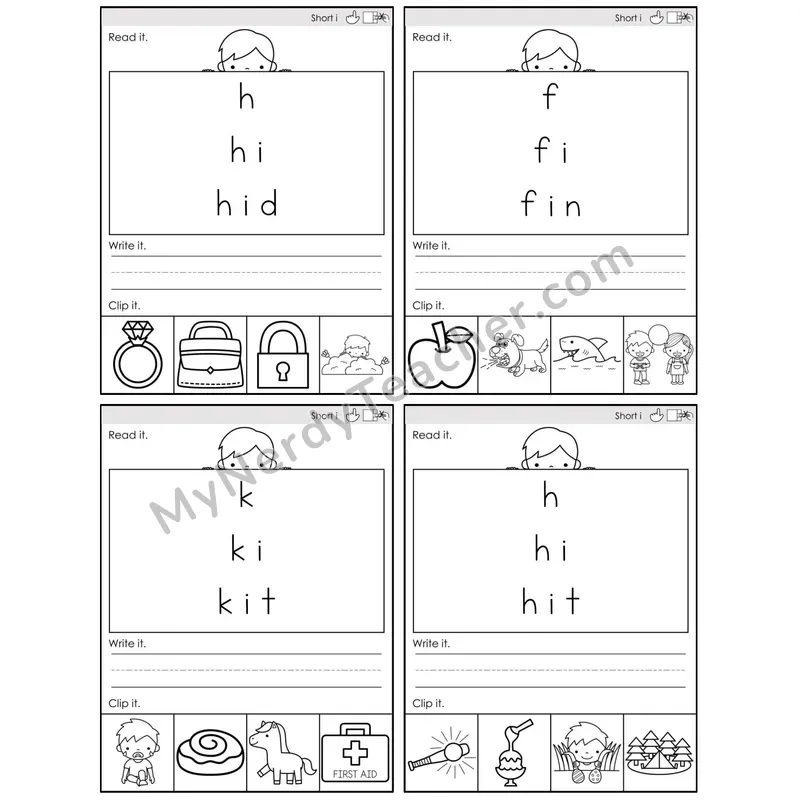 Short I /i/ — BW (C6 — Word Pyramids)