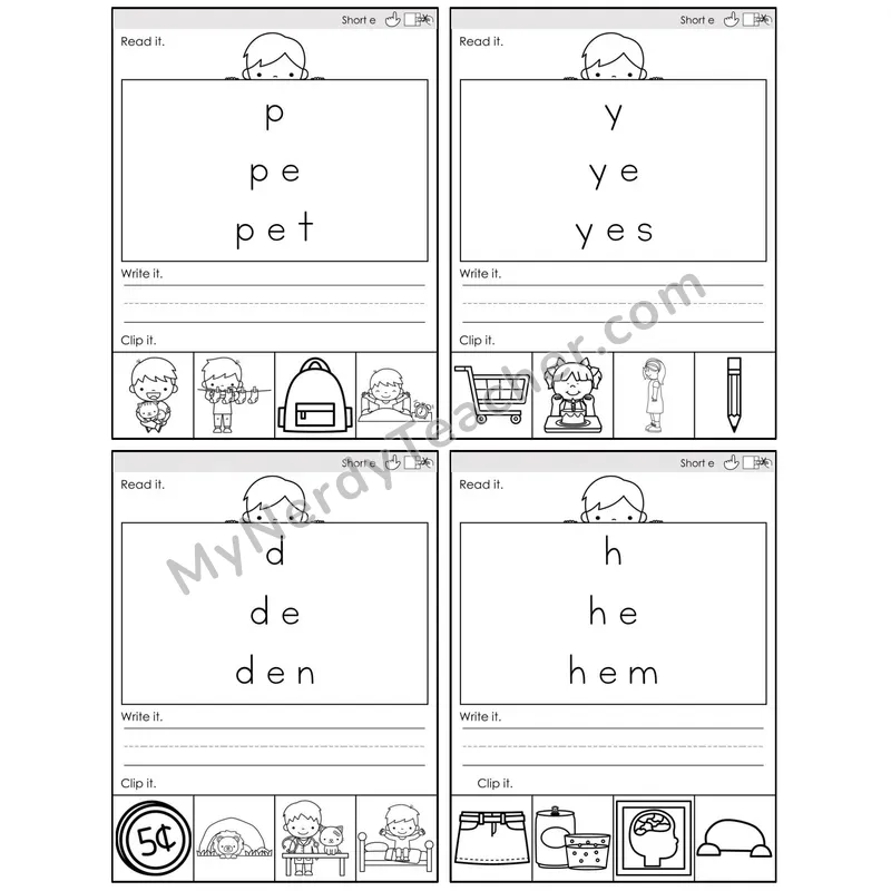 Short E /e/ — BW (C6 — Word Pyramids)