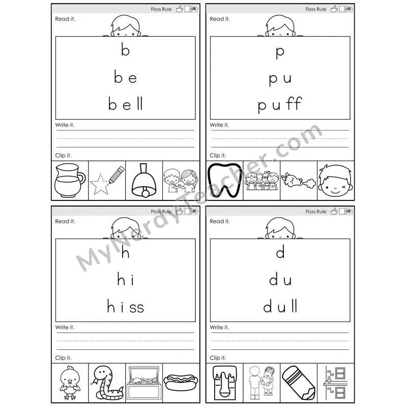 FLOSS Rule (ff, ll, ss, zz) — BW (C6 — Word Pyramids)
