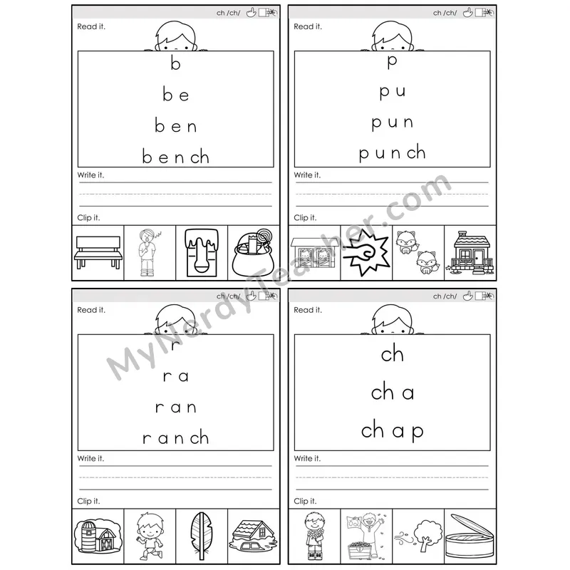 Digraph ch /ch/ — BW (C6 — Word Pyramids)