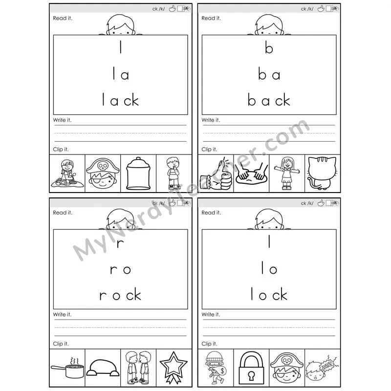 Digraph ck /k/ — BW (C6 — Word Pyramids)