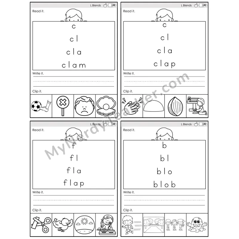 L Blends — BW (C6 — Word Pyramids)