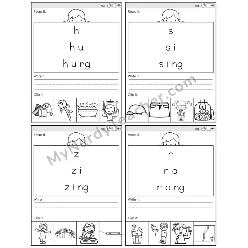 Ending ng /ng/ — BW (C6 — Word Pyramids)