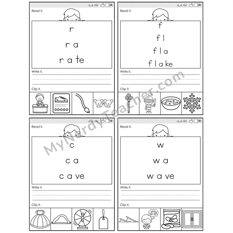 Long A Silent E (a_e) — BW (C6 — Word Pyramids)