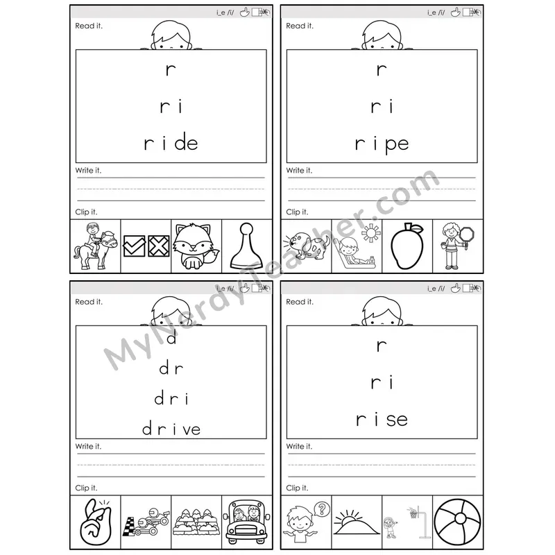 Long I Silent E (i_e) — BW (C6 — Word Pyramids)