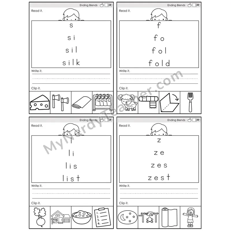 Ending Blends — BW (C6 — Word Pyramids)
