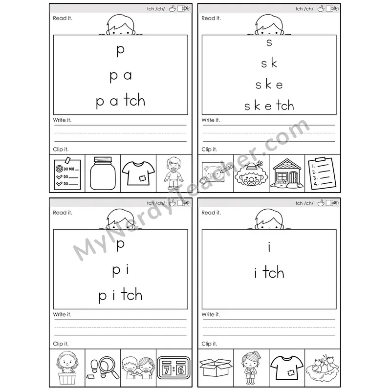 Trigraph tch /ch/ — BW (C6 — Word Pyramids)