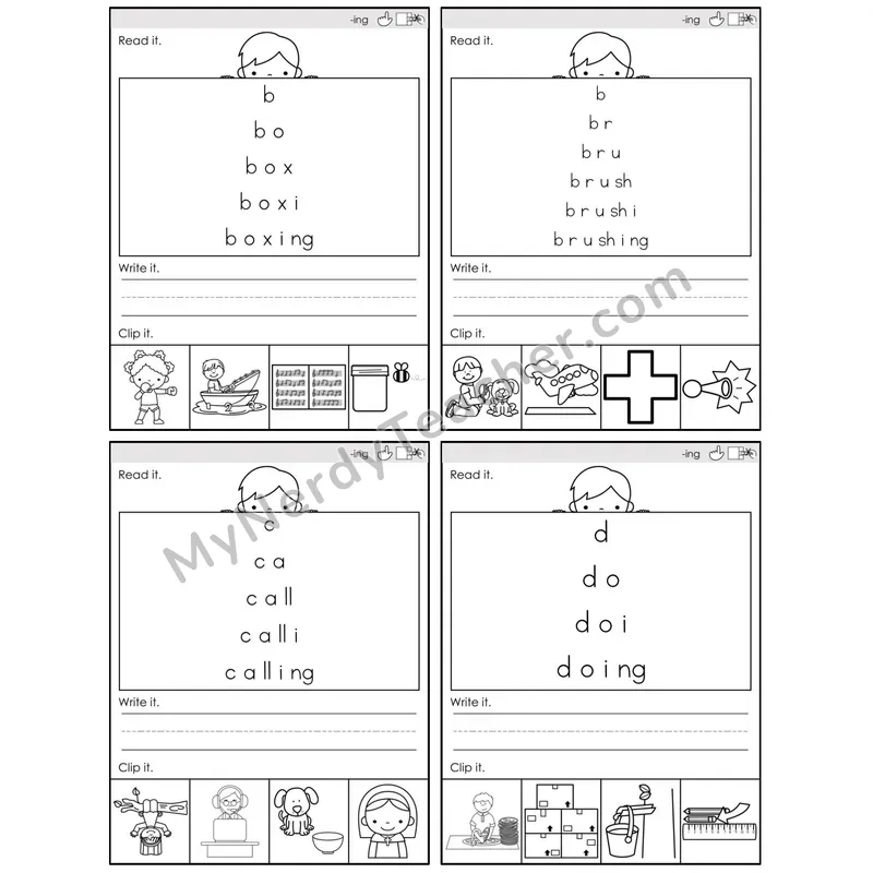 Inflectional Ending -ing — BW (C6 — Word Pyramids)