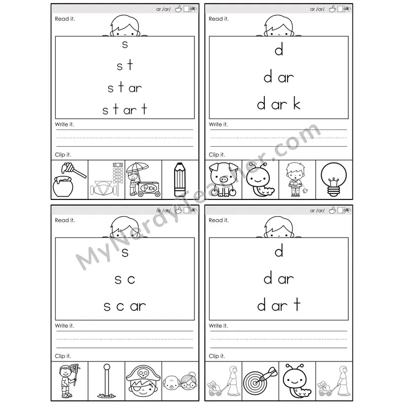 R-Controlled ar /ar/ — BW (C6 — Word Pyramids)