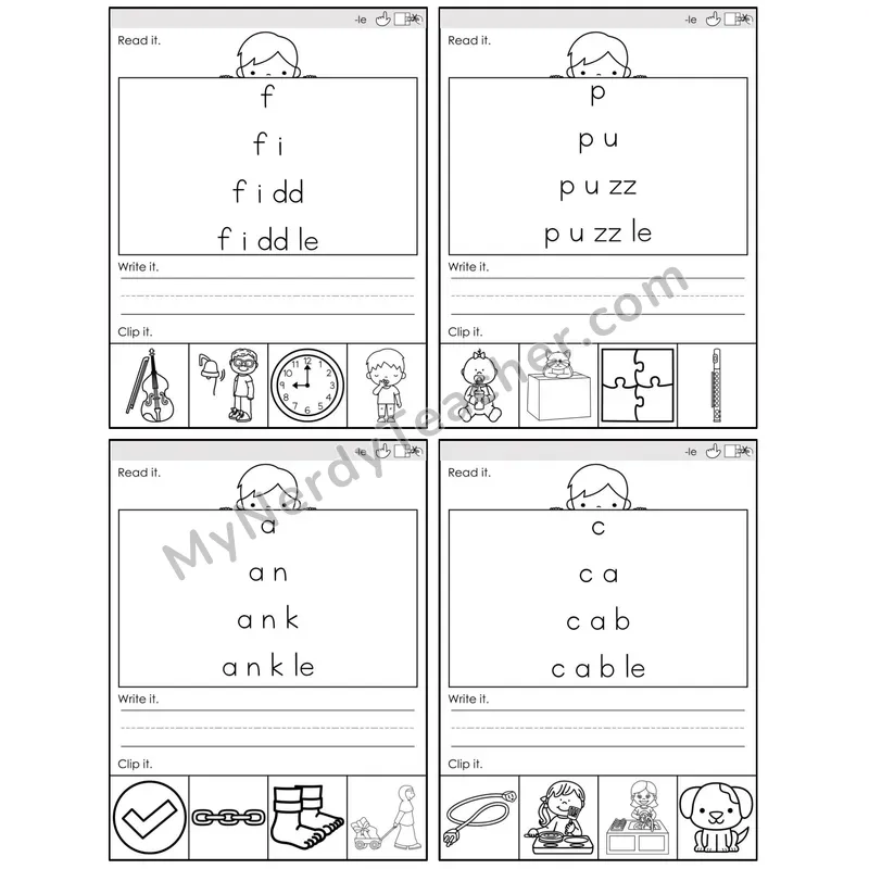 Consonant -le Syllable — BW (C6 — Word Pyramids)