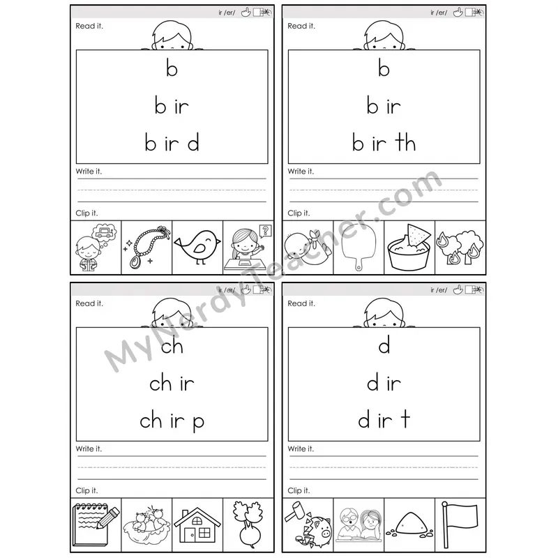 R-Controlled ir /er/ — BW (C6 — Word Pyramids)