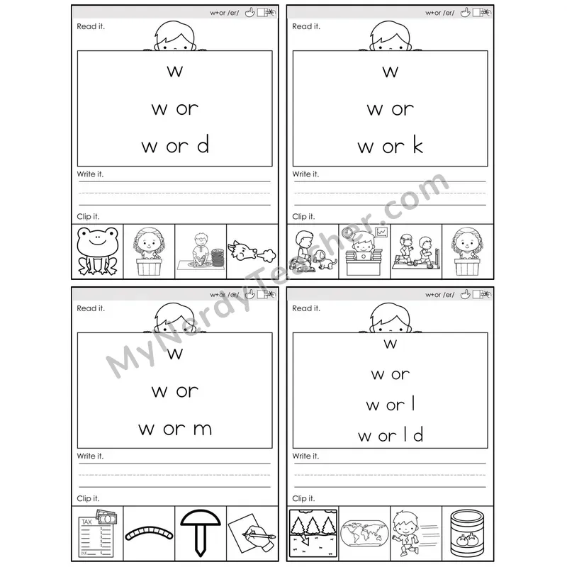 R-Controlled w+or /er/ — BW (C6 — Word Pyramids)