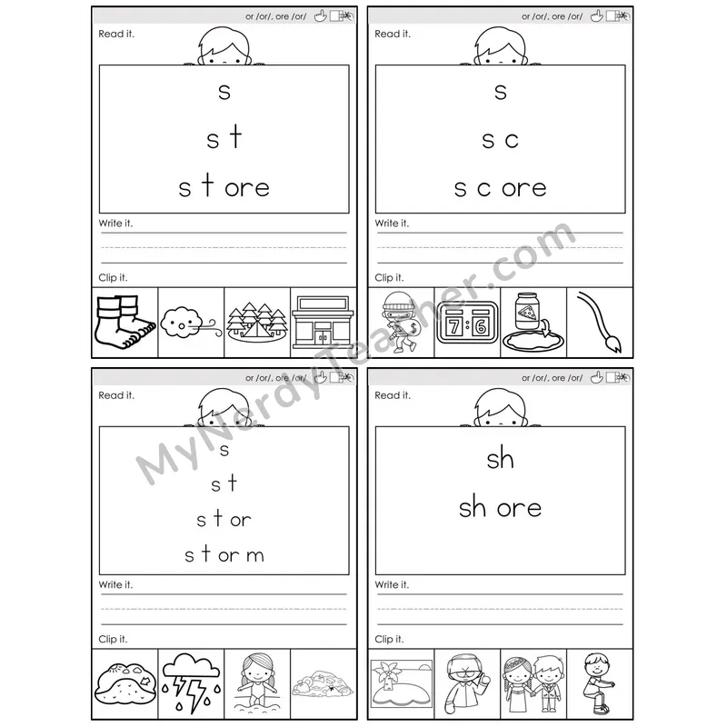 R-Controlled or, ore /or/ — BW (C6 — Word Pyramids)