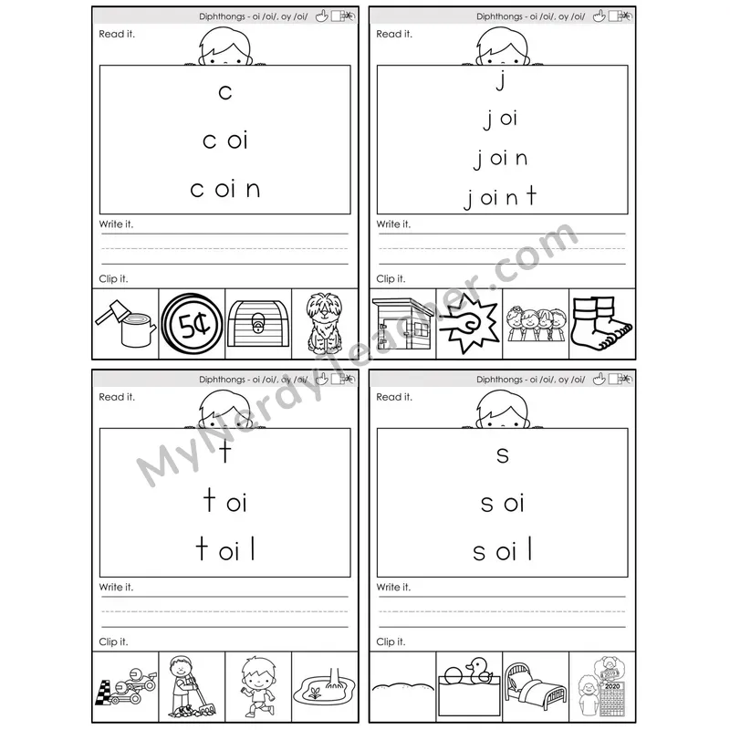 Diphthongs oi, oy /oi/ — BW (C6 — Word Pyramids)