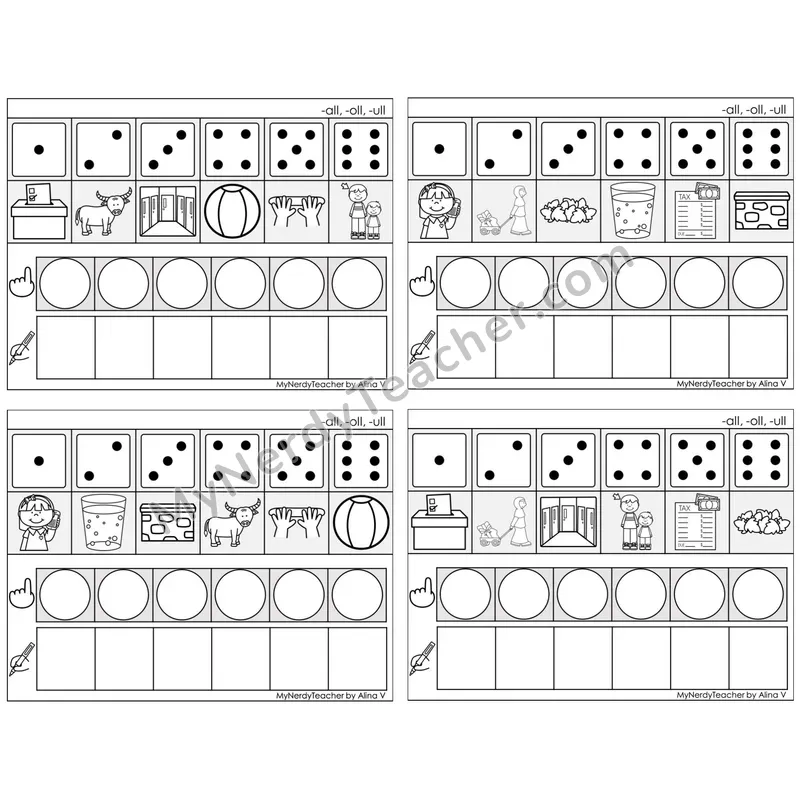 -all, -oll, -ull Word Families — BW (C8 — Roll, Map, and Graph)