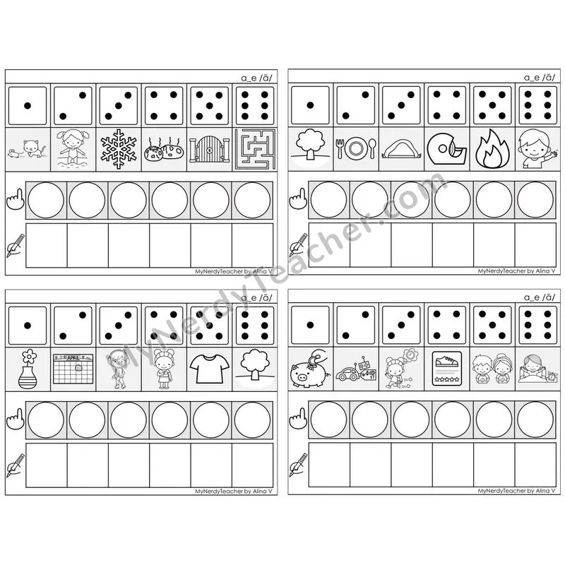 Long A Silent E (a_e) — BW (C8 — Roll, Map, and Graph)