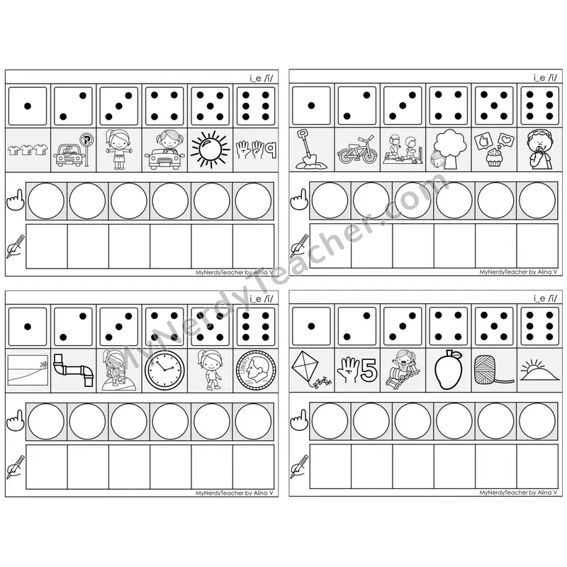 Long I Silent E (i_e) — BW (C8 — Roll, Map, and Graph)