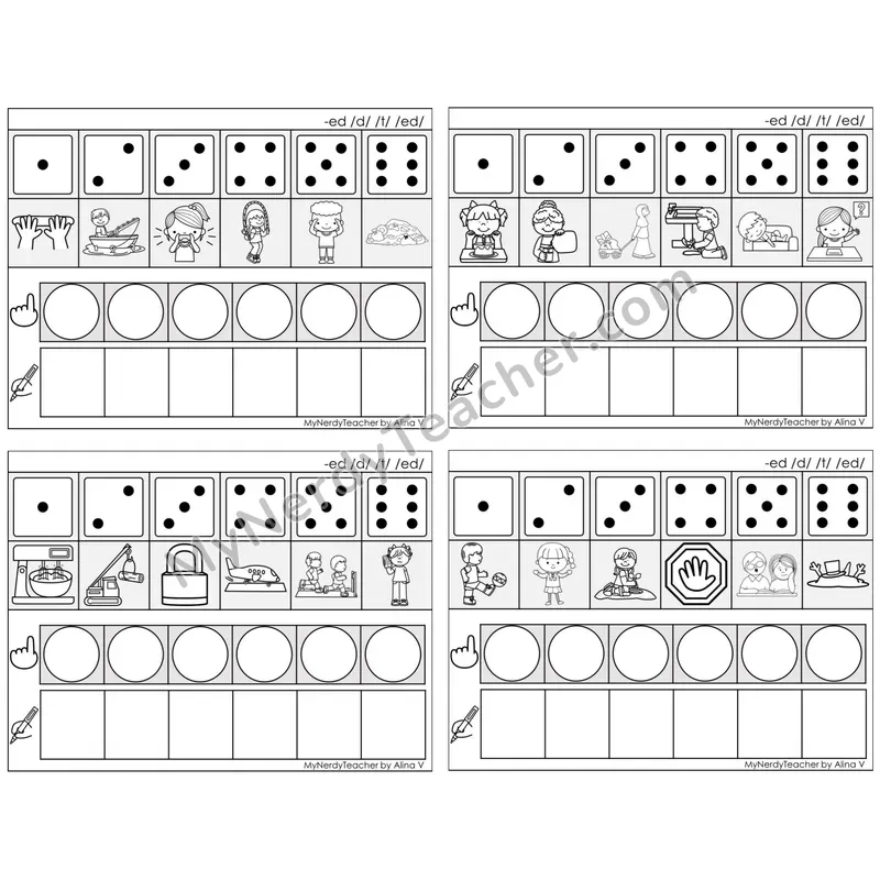 Inflectional Ending -ed (/d/, /t/, /ed/) — BW (C8 — Roll, Map, and Graph)