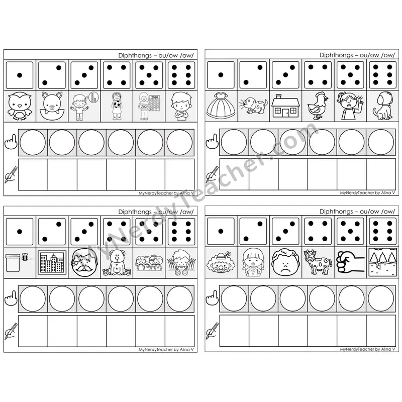 Diphthongs ou, ow /ow/ — BW (C8 — Roll, Map, and Graph)