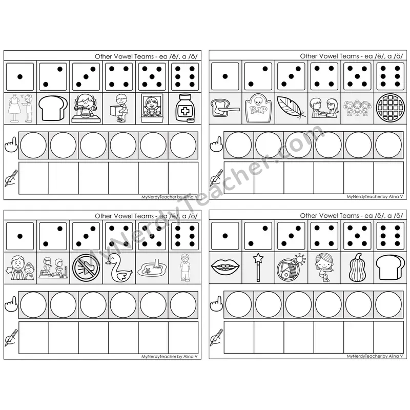 Vowel Teams ea /e/, a /o/ — BW (C8 — Roll, Map, and Graph)
