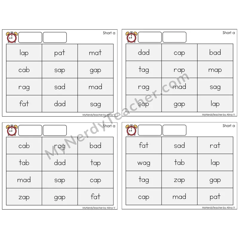 Short A /a/ (C9 — Fluency Drills)