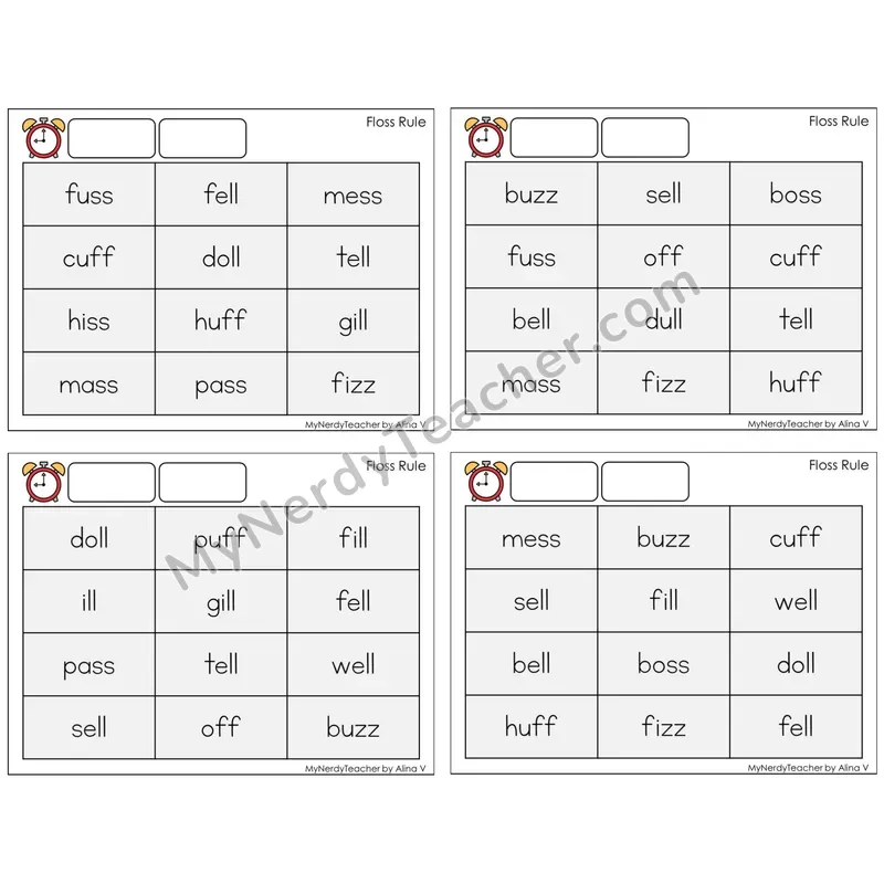 FLOSS Rule (ff, ll, ss, zz) (C9 — Fluency Drills)