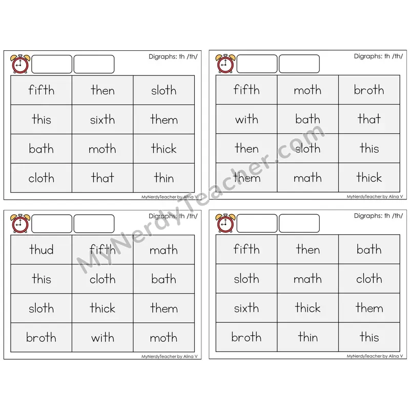 Digraphs th (Voiced & Unvoiced) (C9 — Fluency Drills)