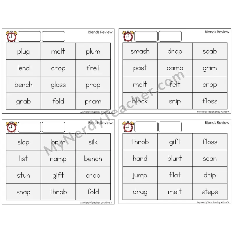 Blends Review (C9 — Fluency Drills)