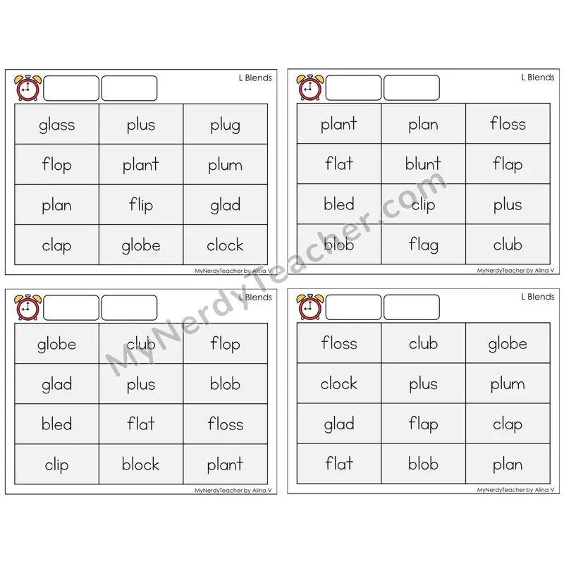 L Blends (C9 — Fluency Drills)