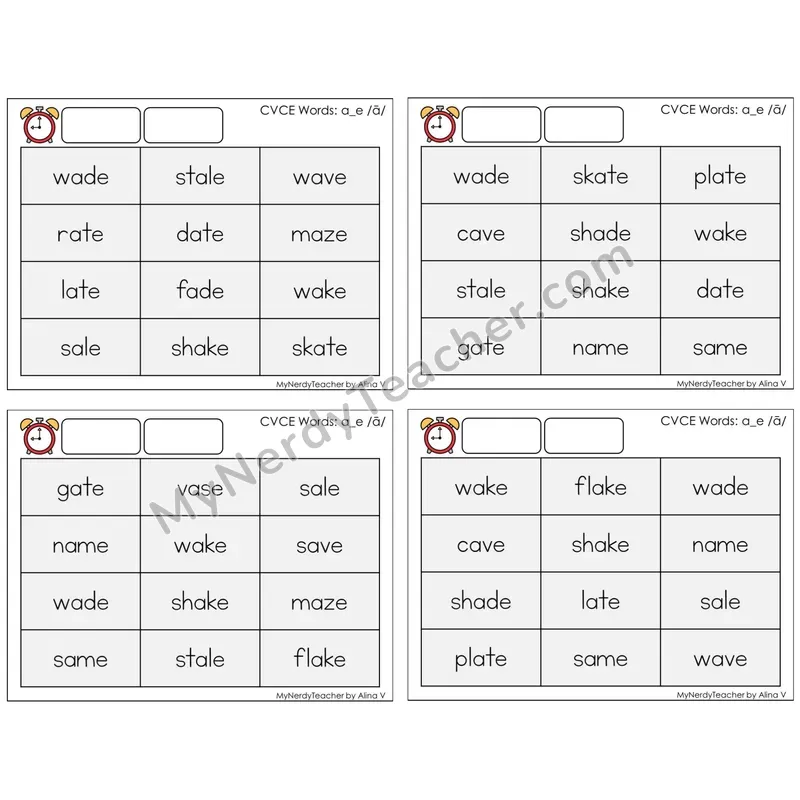 Long A Silent E (a_e) (C9 — Fluency Drills)