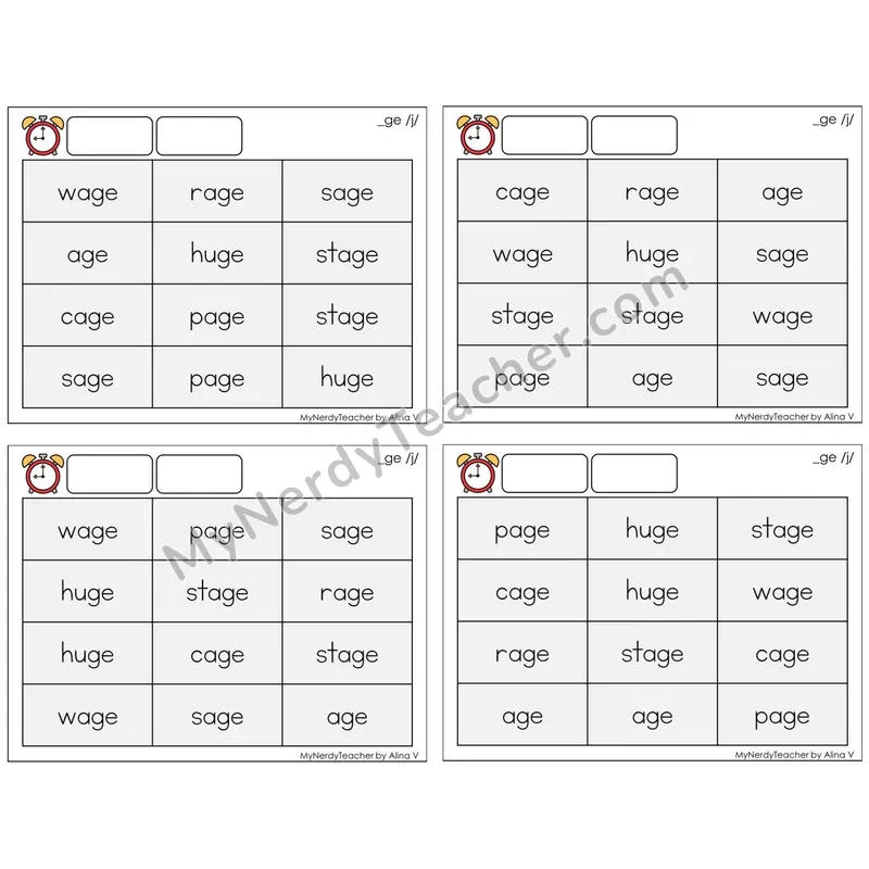 Soft G (_ge /j/) (C9 — Fluency Drills)