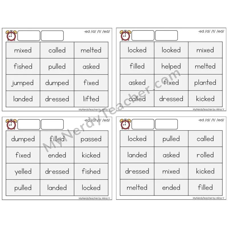 Inflectional Ending -ed (/d/, /t/, /ed/) (C9 — Fluency Drills)