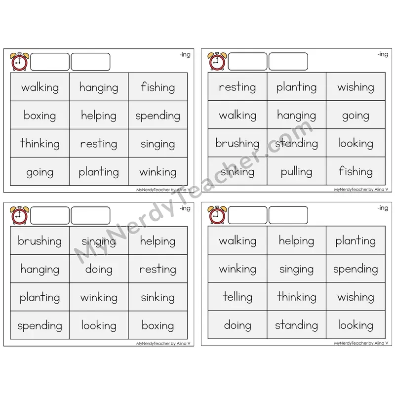Inflectional Ending -ing (C9 — Fluency Drills)