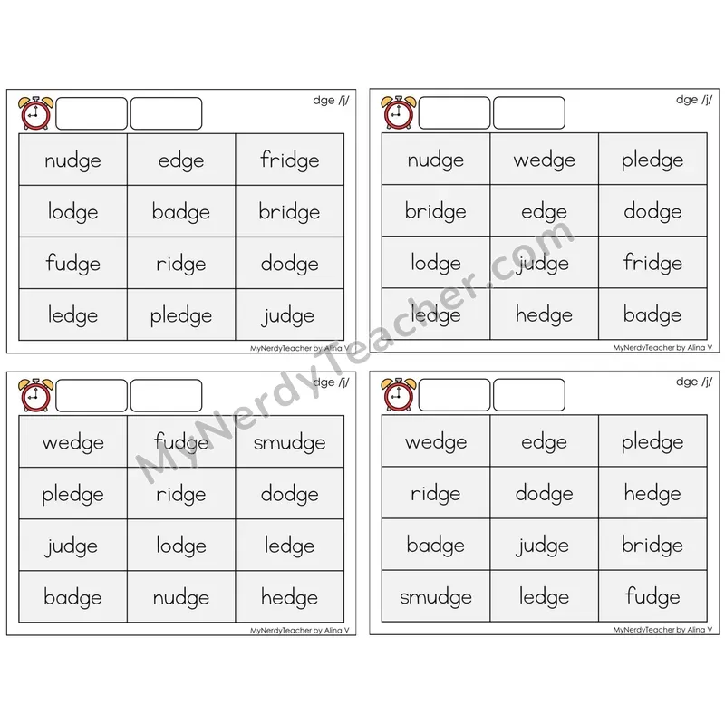 Trigraph dge /j/ (C9 — Fluency Drills)