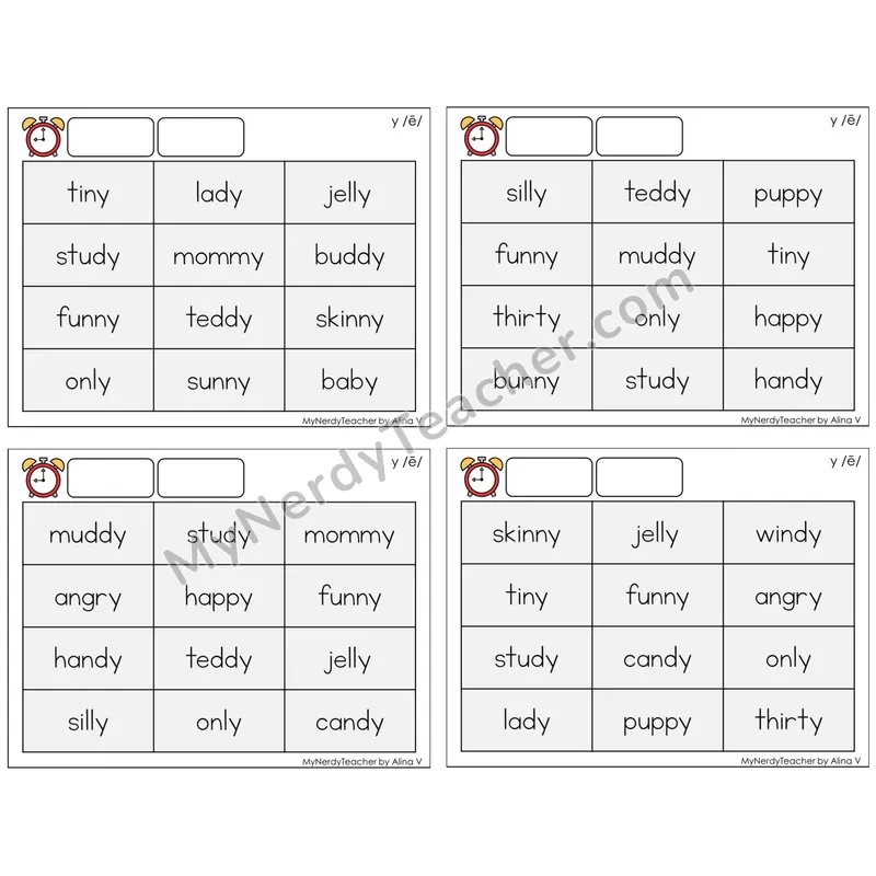 Y as Long E (/e/) (C9 — Fluency Drills)