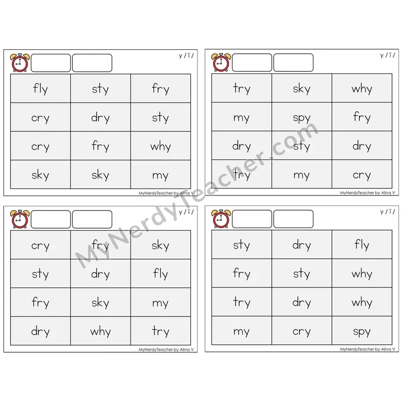 Y as Long I (/i/) (C9 — Fluency Drills)