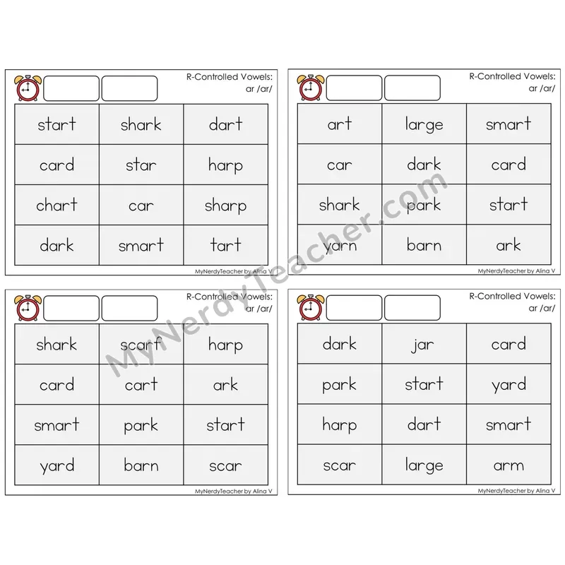 R-Controlled ar /ar/ (C9 — Fluency Drills)