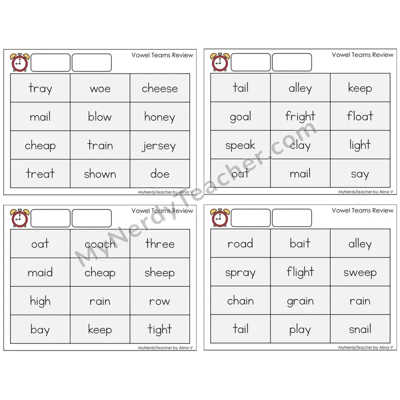 Vowel Teams Review (C9 — Fluency Drills)