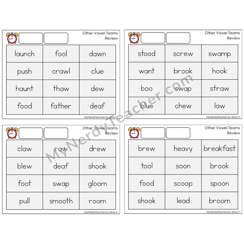 Other Vowel Teams Review (C9 — Fluency Drills)