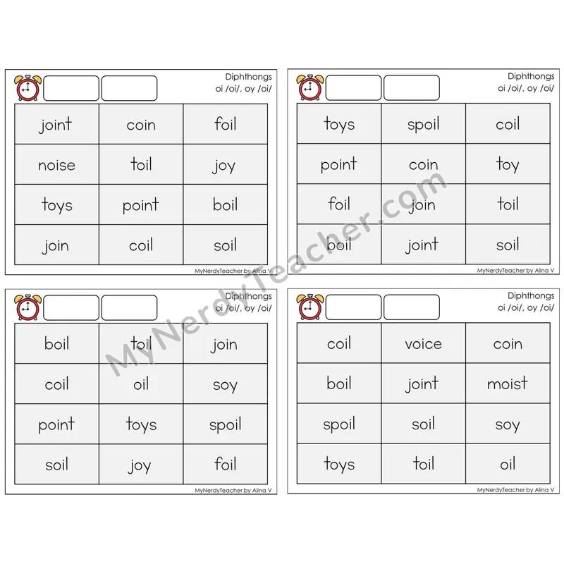 Diphthongs oi, oy /oi/ (C9 — Fluency Drills)