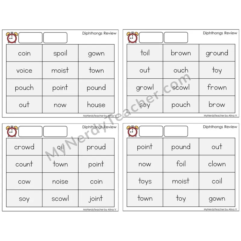 Diphthongs Review (C9 — Fluency Drills)