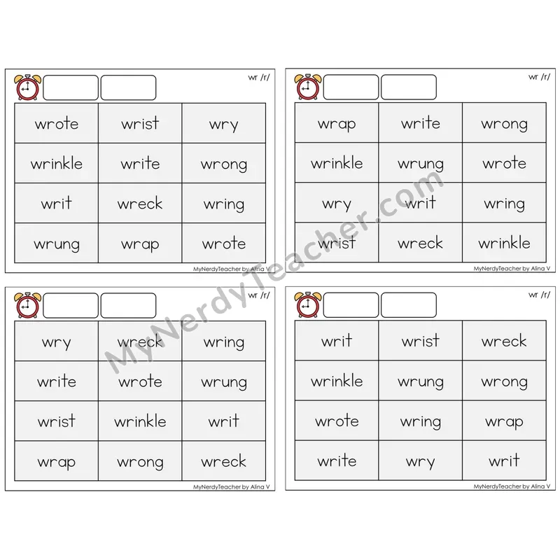 Silent Letter wr /r/ (C9 — Fluency Drills)