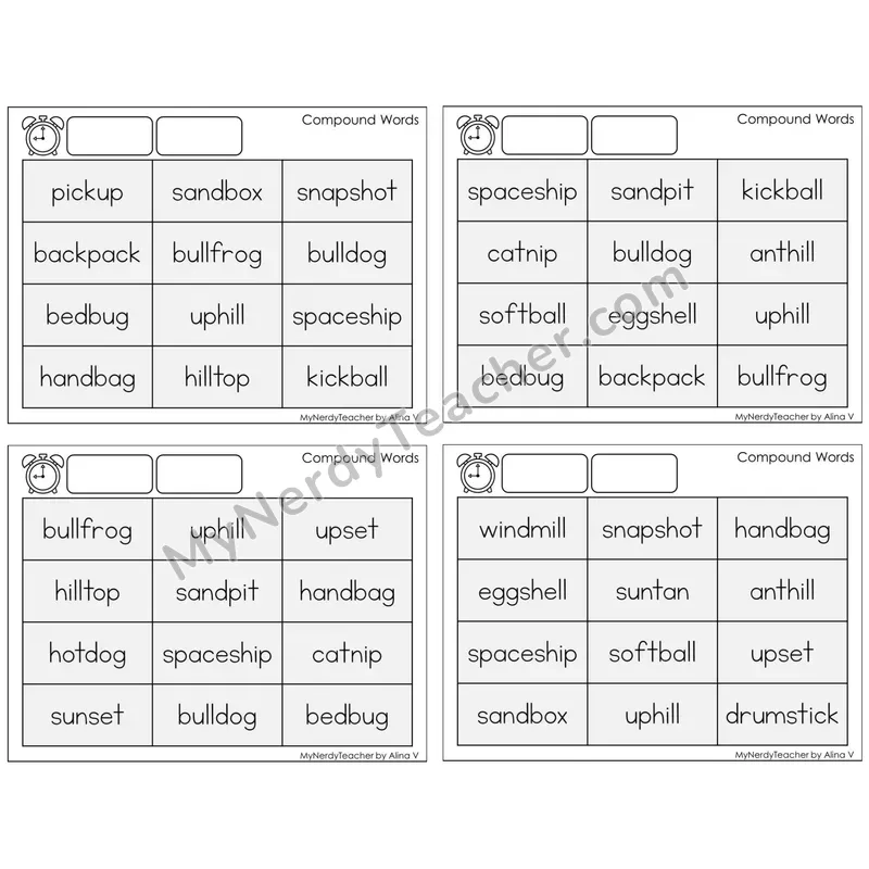 Compound Words — BW (C9 — Fluency Drills)