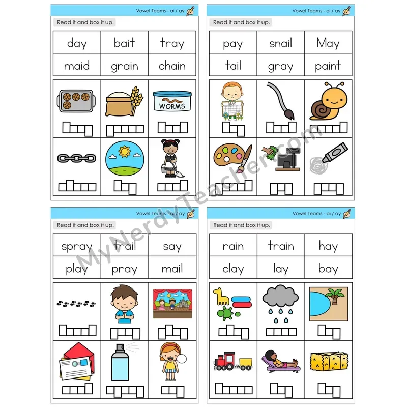 Vowel Teams ai, ay /a/ (C10 — Read and Box It Up)