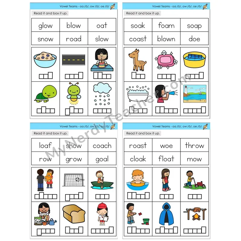 Vowel Teams oa, ow, oe /o/ (C10 — Read and Box It Up)