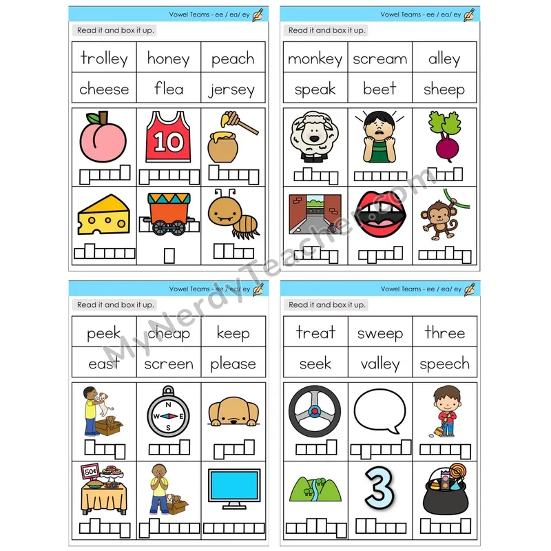 Vowel Teams ee, ea, ey /e/ (C10 — Read and Box It Up)