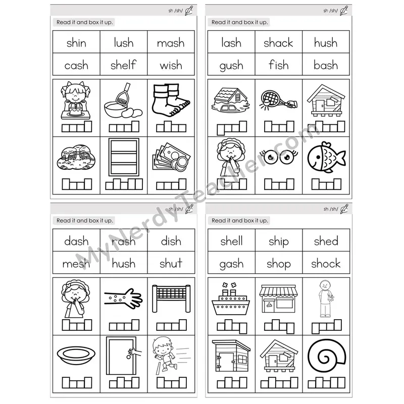 Digraph sh /sh/ — BW (C10 — Read and Box It Up)