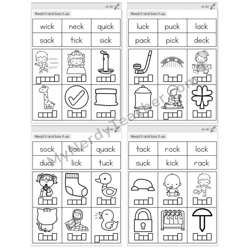 Digraph ck /k/ — BW (C10 — Read and Box It Up)