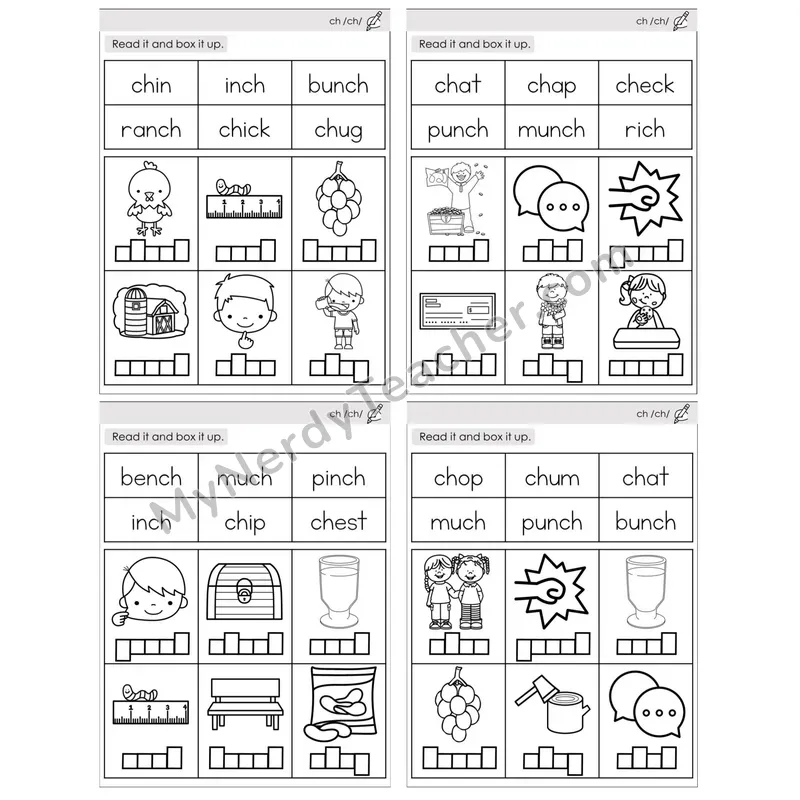Digraph ch /ch/ — BW (C10 — Read and Box It Up)